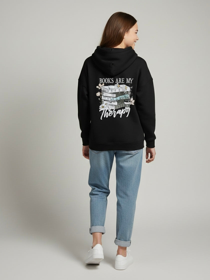 Black Graphic Hoodie for Girls