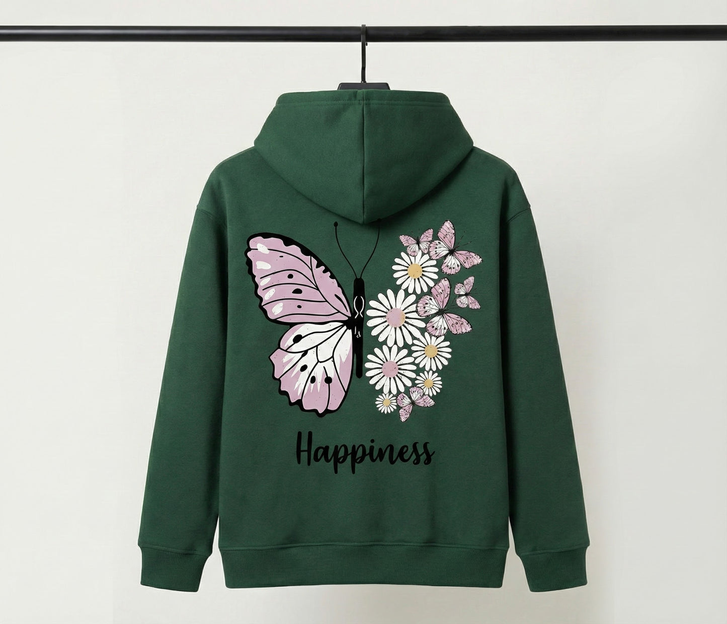 Girls "Happiness" Floral Butterfly Hoodie