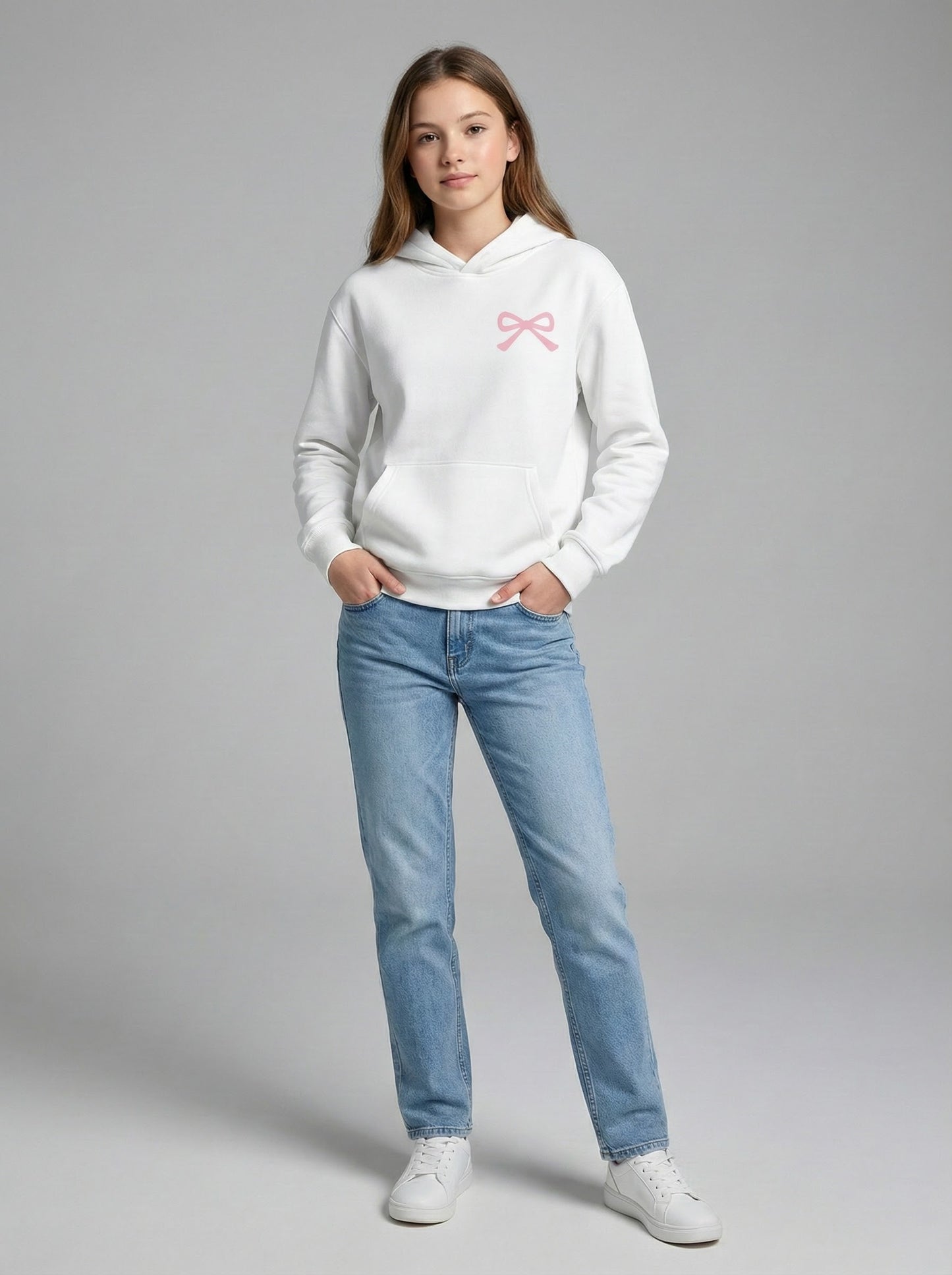 Girls Dainty Bow Oversized Hoodie