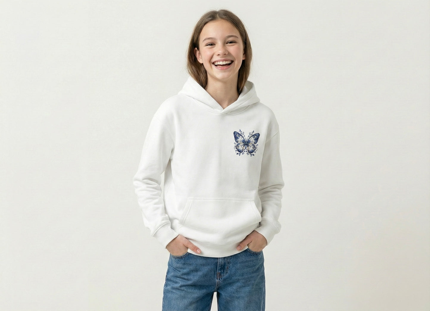 Girls Cozy Butterfly Graphic Hoodie – Front & Back Print