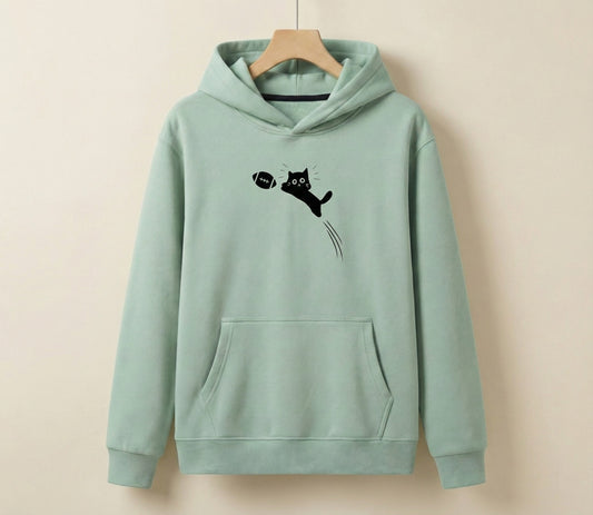 Girls Flying Black Cat Graphic Hoodie