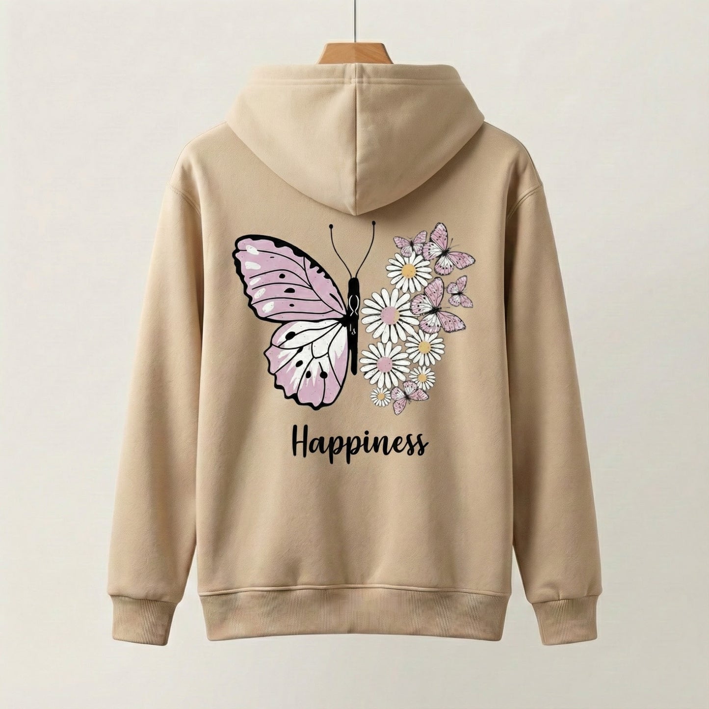 Girls "Happiness" Floral Butterfly Hoodie