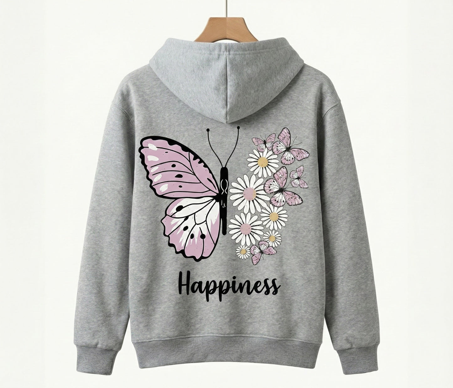Girls "Happiness" Floral Butterfly Hoodie