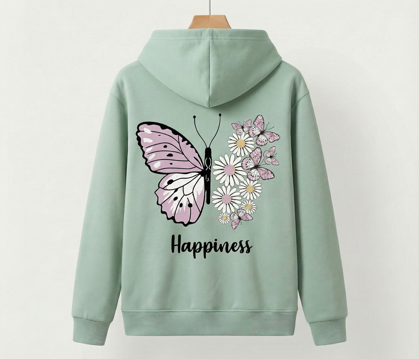 Girls "Happiness" Floral Butterfly Hoodie