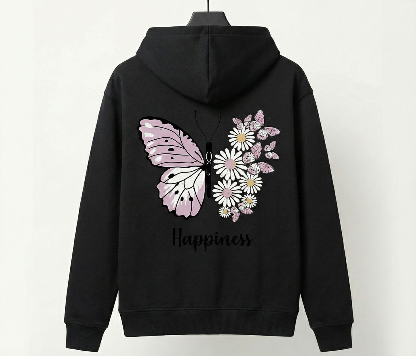 Girls "Happiness" Floral Butterfly Hoodie