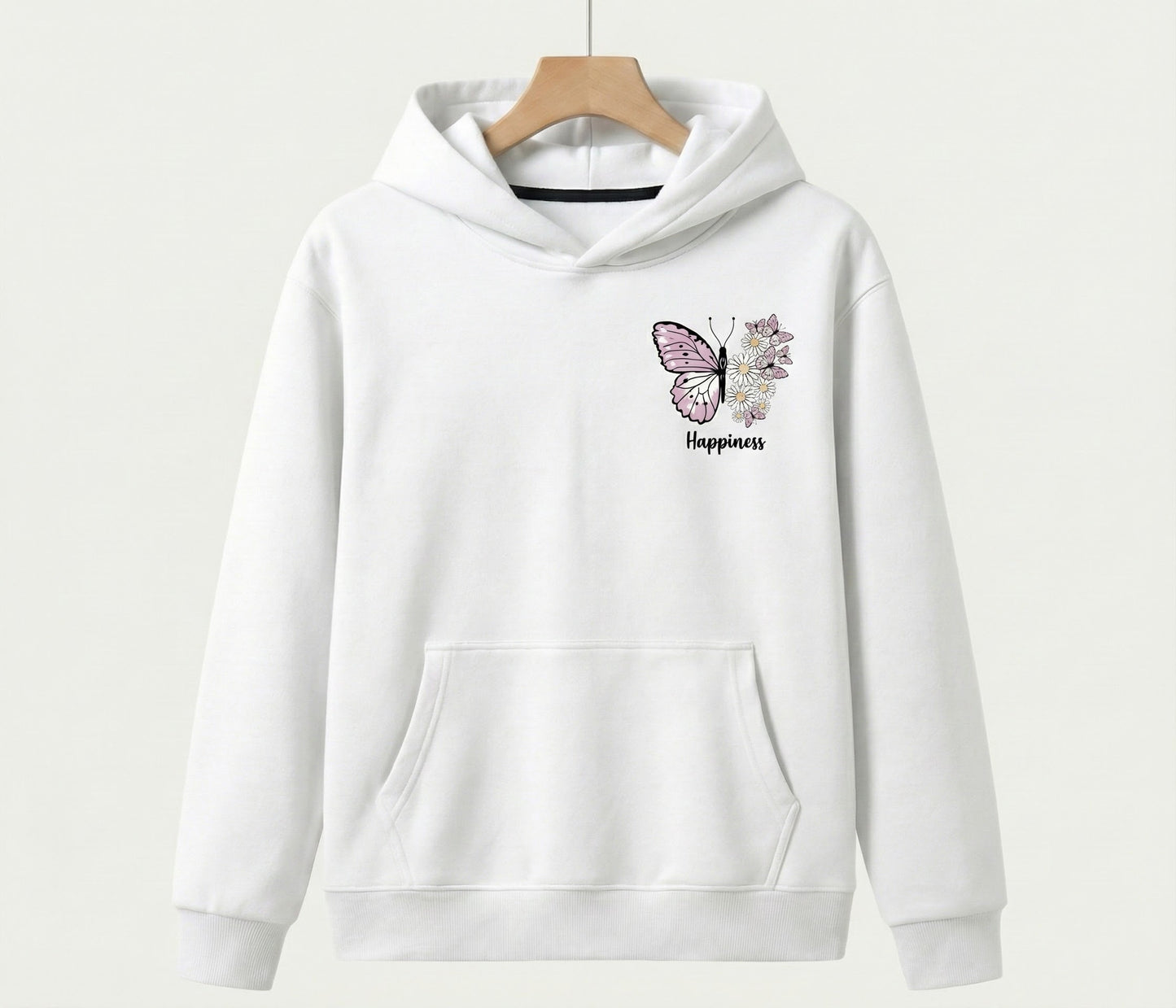 Girls "Happiness" Floral Butterfly Hoodie