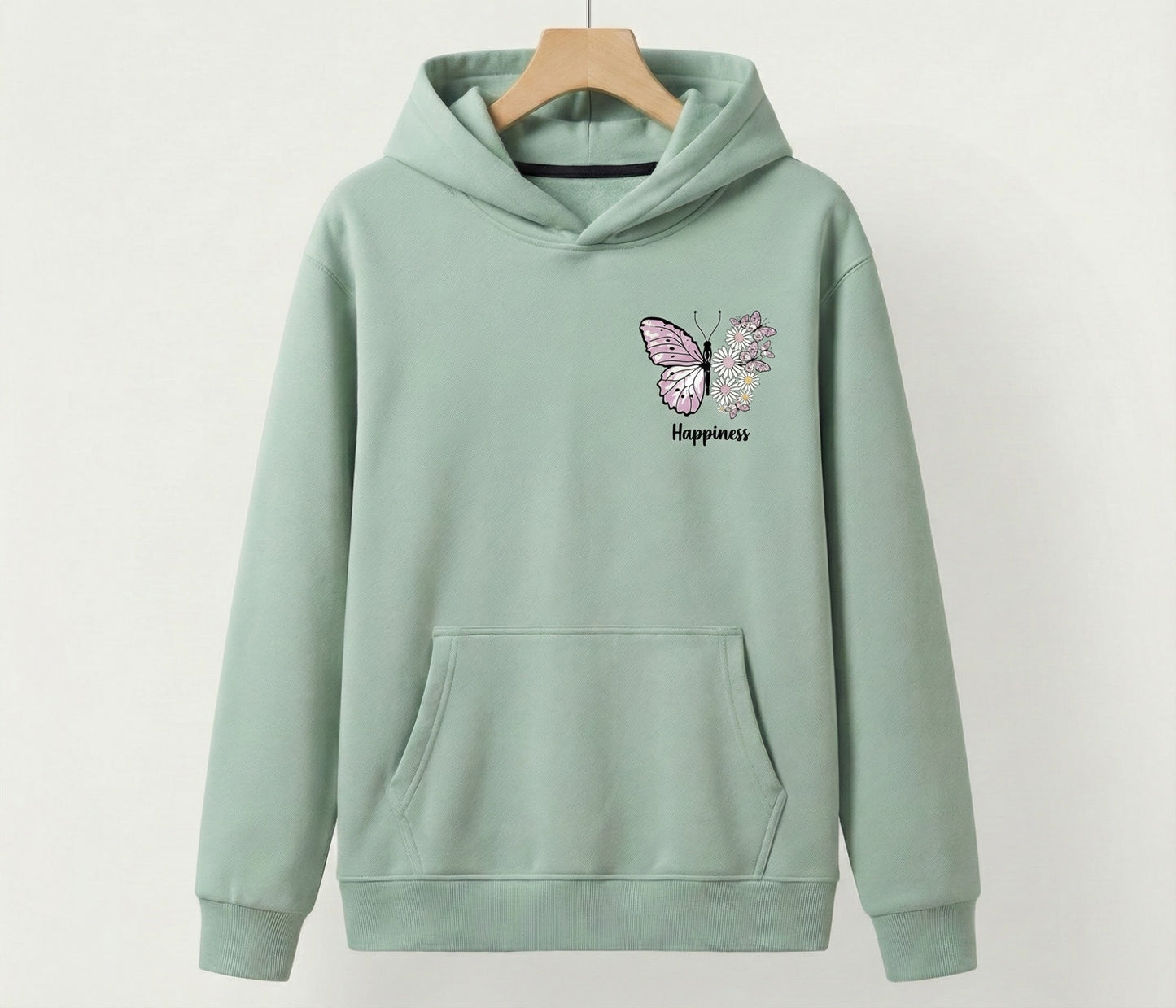 Girls "Happiness" Floral Butterfly Hoodie