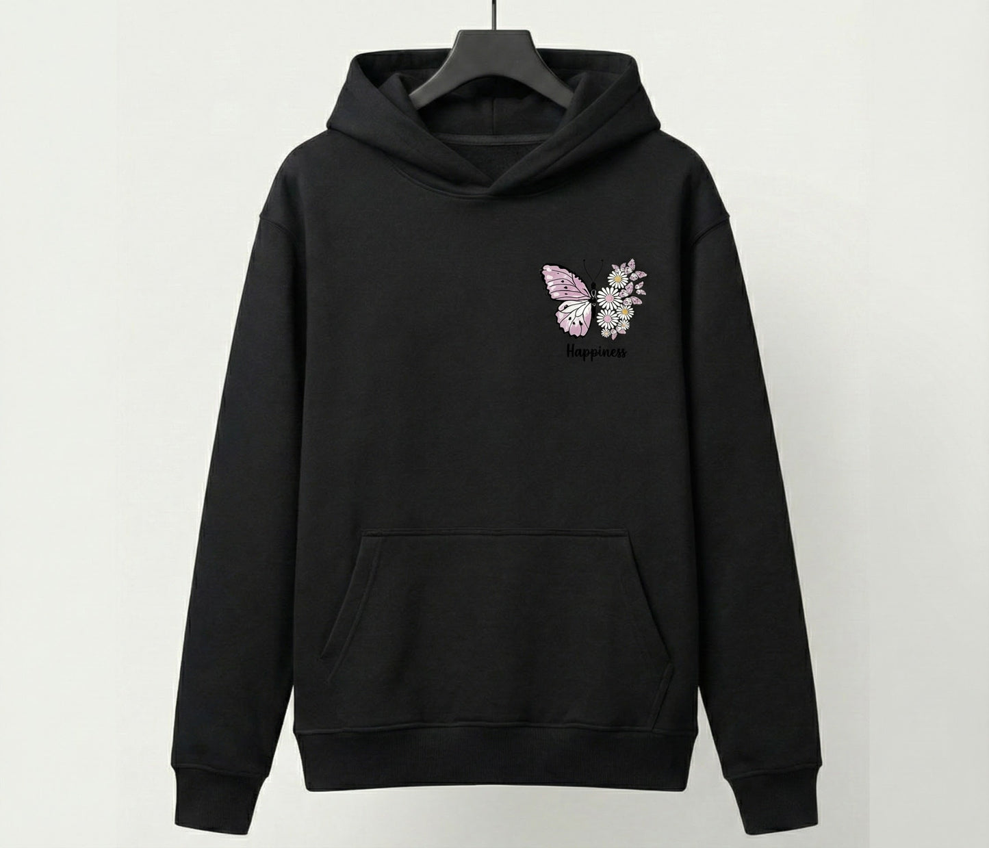 Girls "Happiness" Floral Butterfly Hoodie