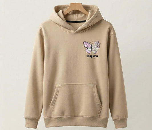 Girls "Happiness" Floral Butterfly Hoodie