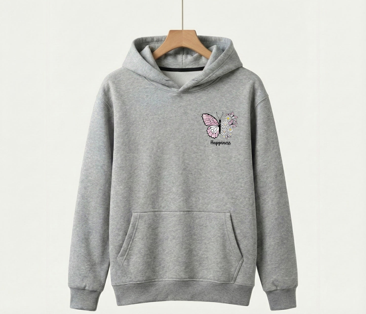 Girls "Happiness" Floral Butterfly Hoodie