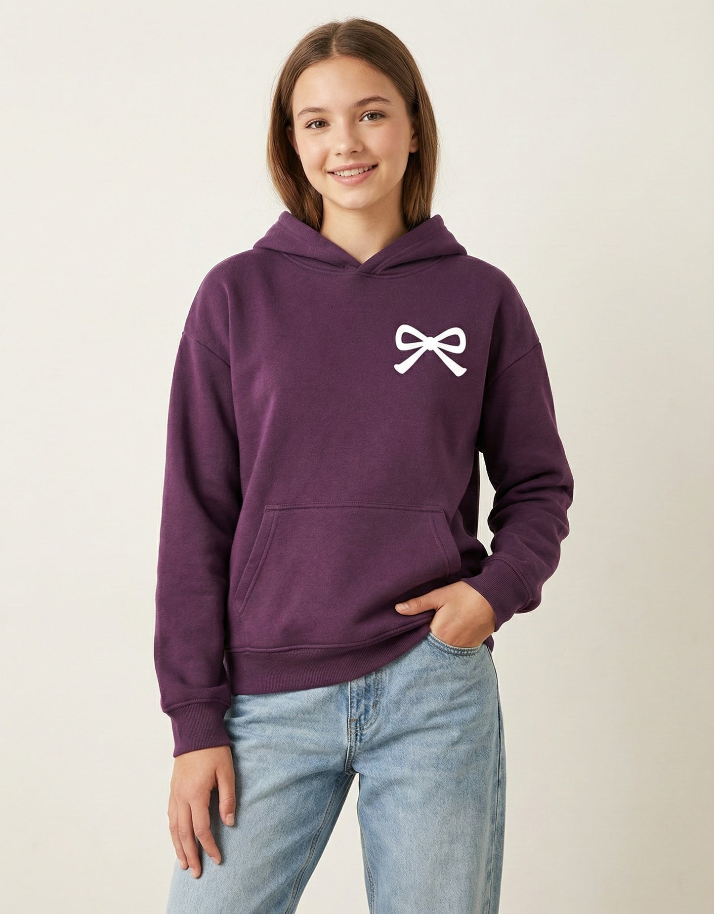 Girls Dainty Bow Oversized Hoodie