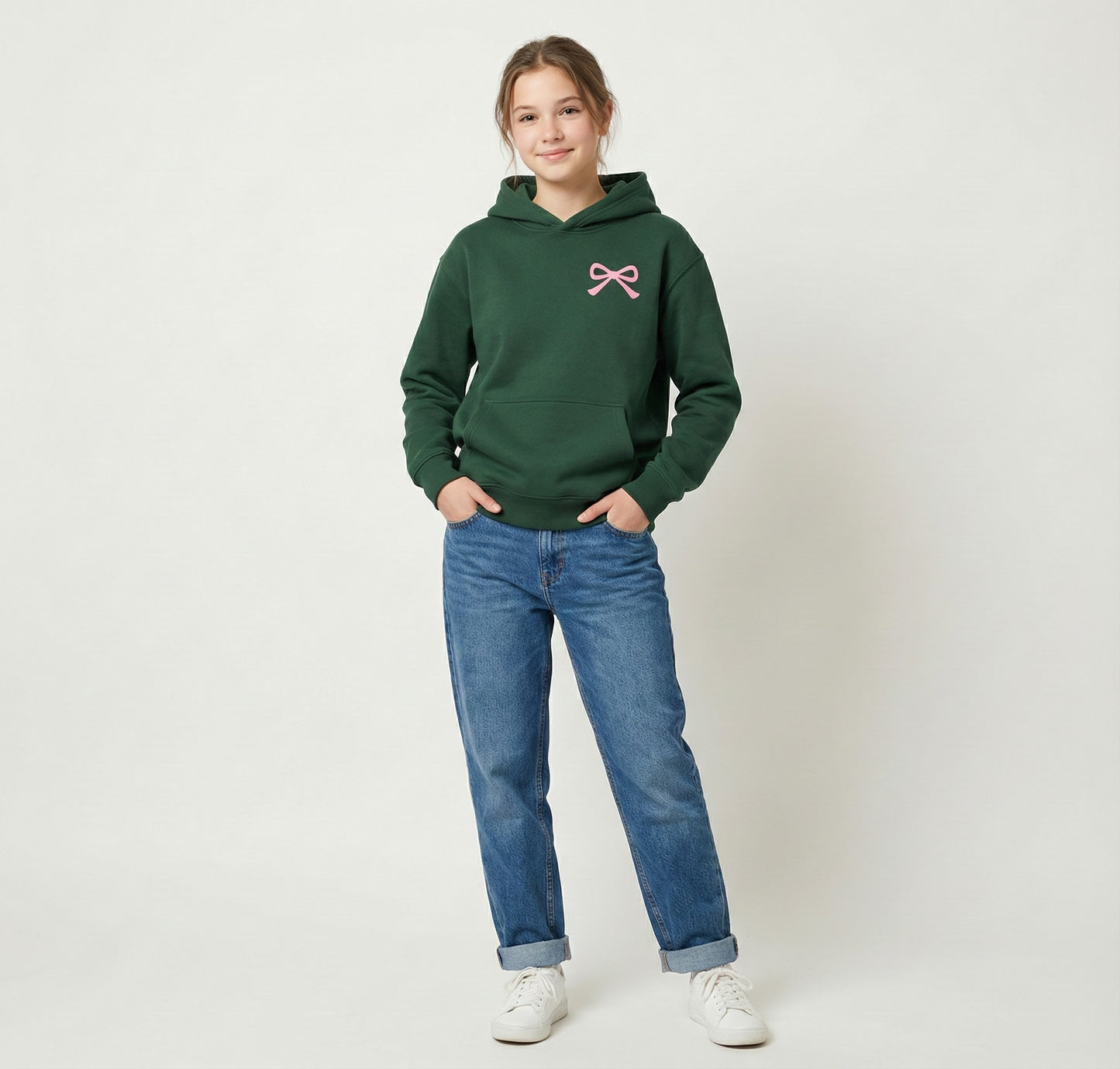 Girls Dainty Bow Oversized Hoodie