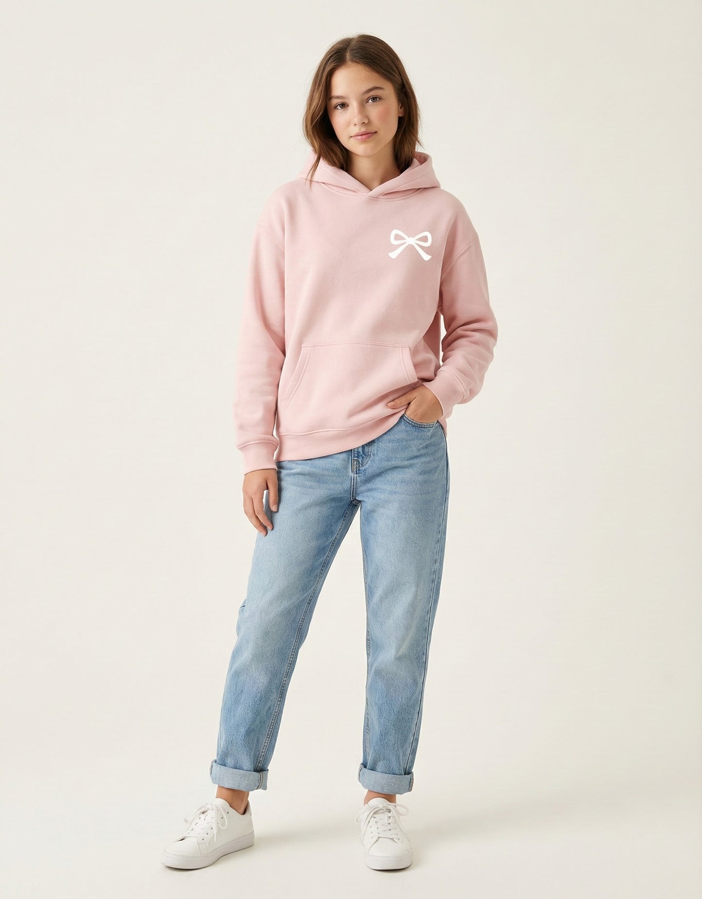Girls Dainty Bow Oversized Hoodie