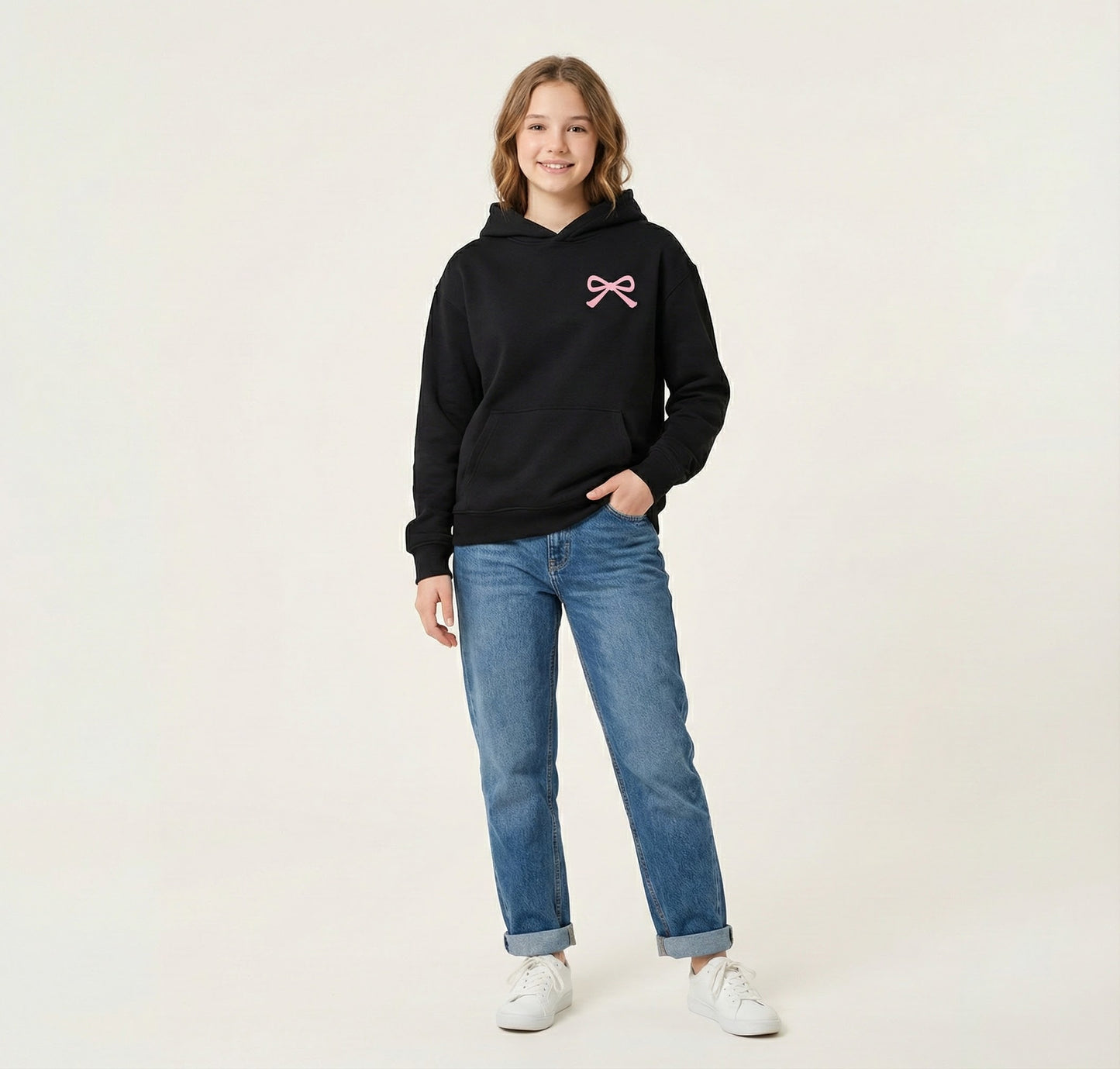 Girls Dainty Bow Oversized Hoodie