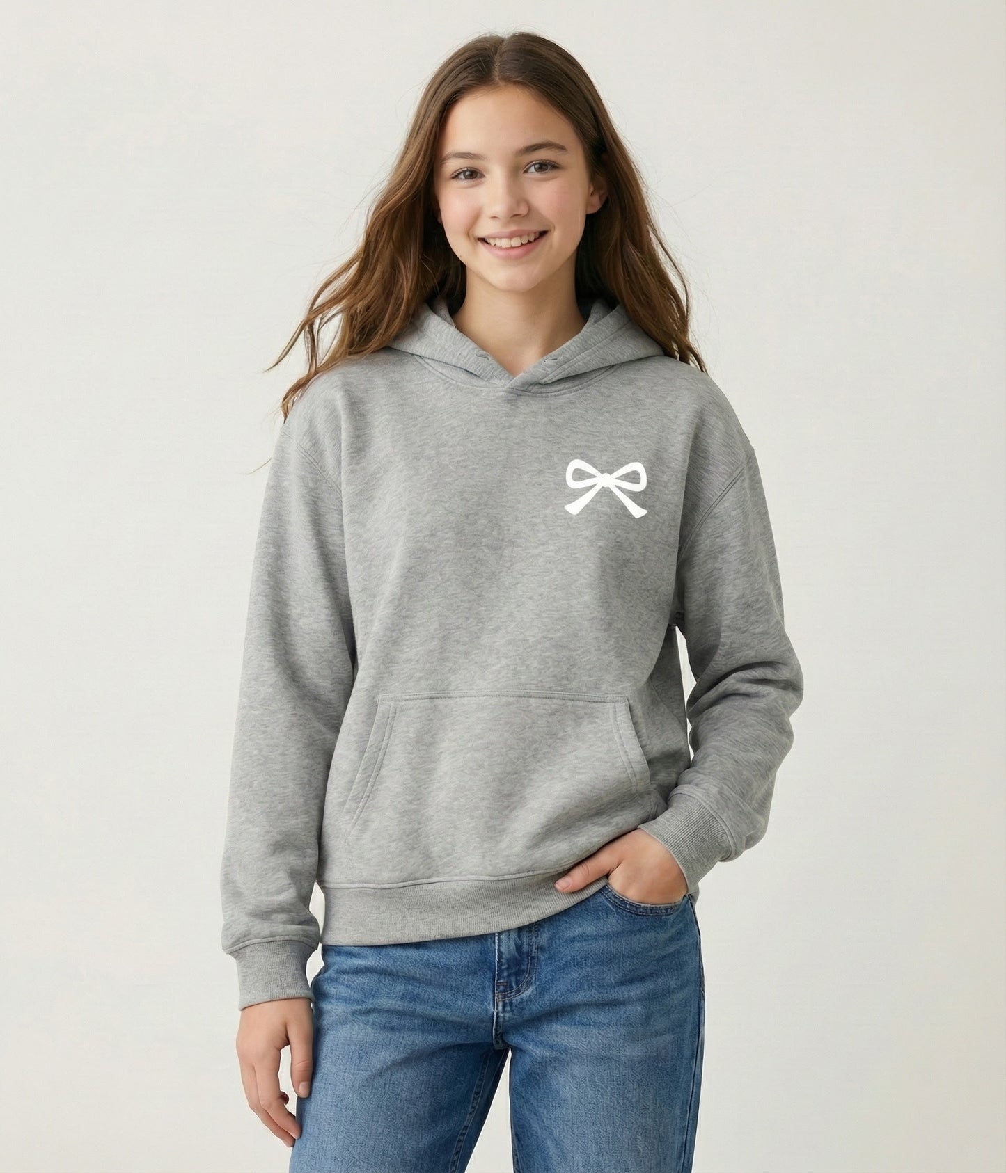 Girls Dainty Bow Oversized Hoodie