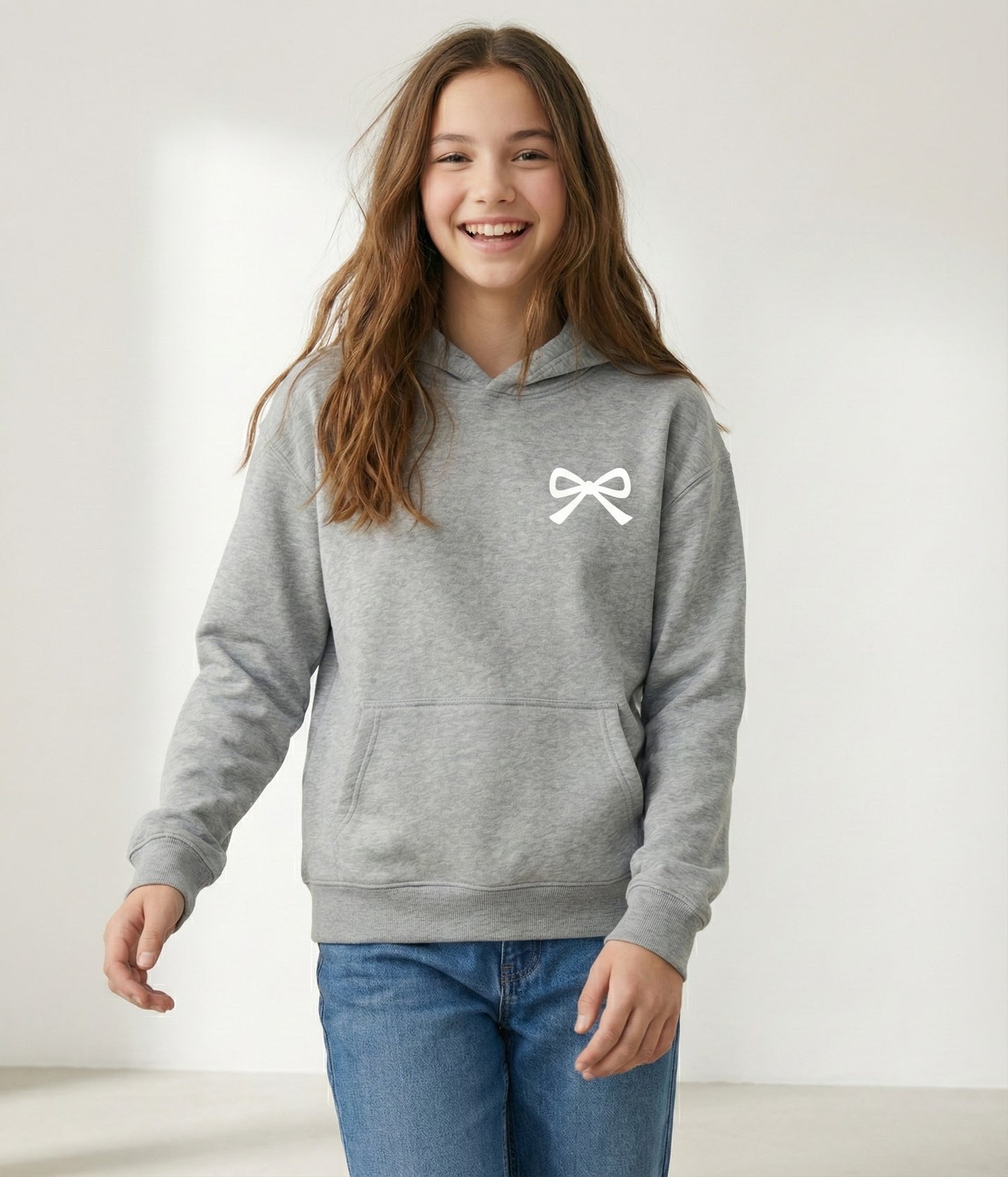 Girls Dainty Bow Oversized Hoodie