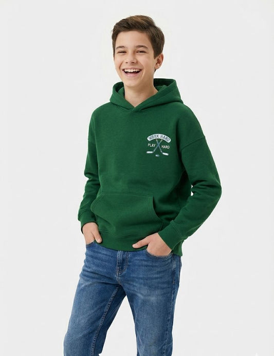 Hockey Sticks Graphic Green Hoodie